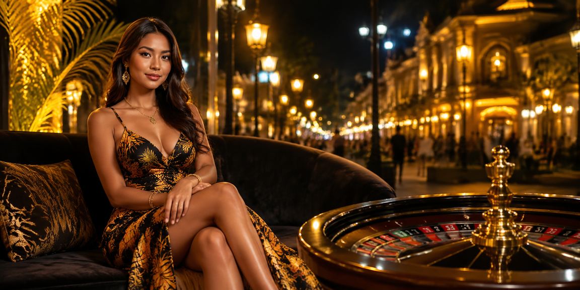 Suasana pasar malam dengan lampu fantasi roulette